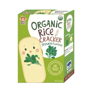 Apple Monkey Organic Rice Cracker Spinach Flavour | 9 Bulan+