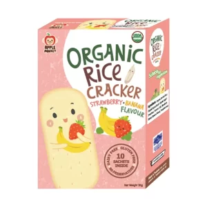 Apple Monkey Organic Rice Cracker Strawberry Banana Flavour | 9 Bulan+